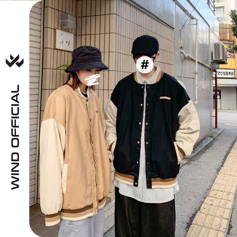 Áo khoác dù bomber Wind unisex form rộng Wanstop bóng chày oversize ulzzang