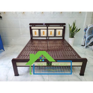 Giường sắt kiểu gỗ 1m6 x 2m
