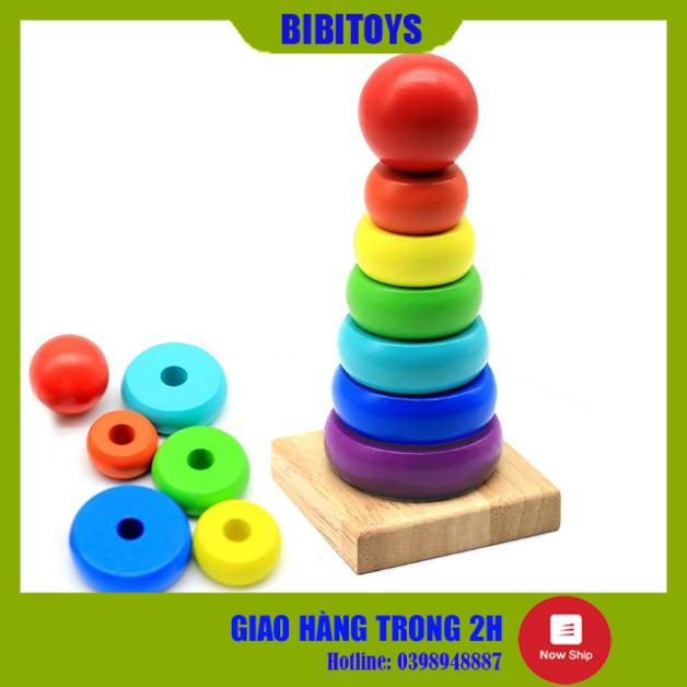 [RẺ VÔ ĐỊCH] Đồ chơi tháp cầu vòng mini bằng gỗ size nhỏ