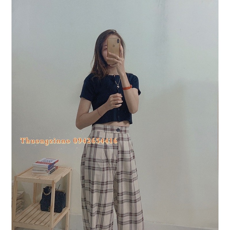 Quần CARO ỐNG SUÔNG MÀU MỚi Quảng Châu Quần Culottes Kẻ Caro