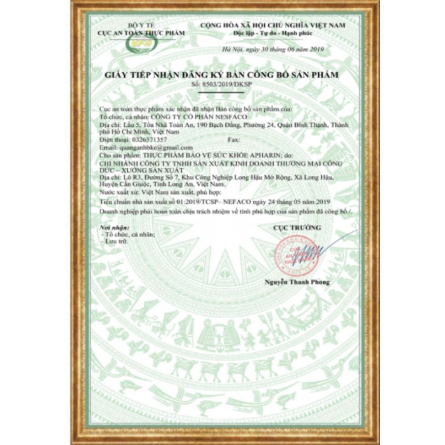 TPBVSK Apharin - Hỗ trợ giảm huyết áp cao