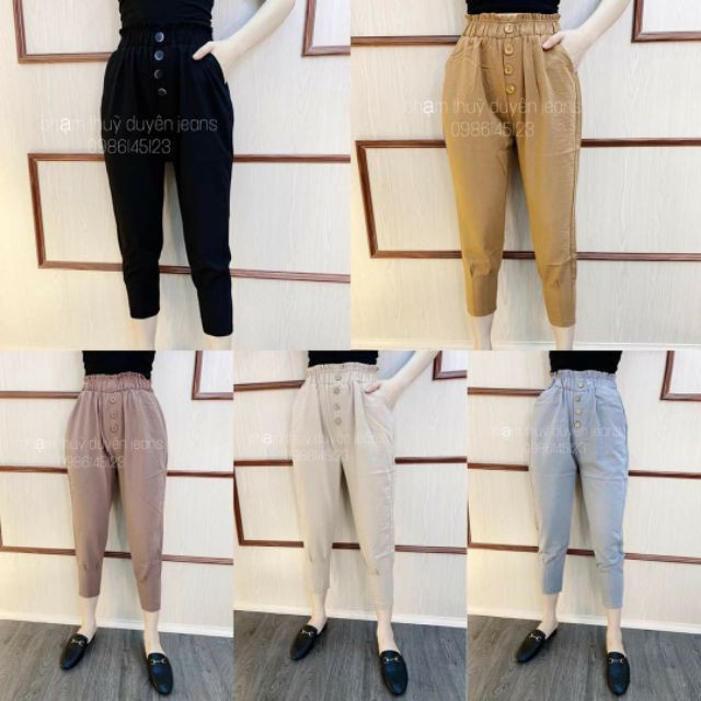 Quần baggy đũi khuy lưng cao