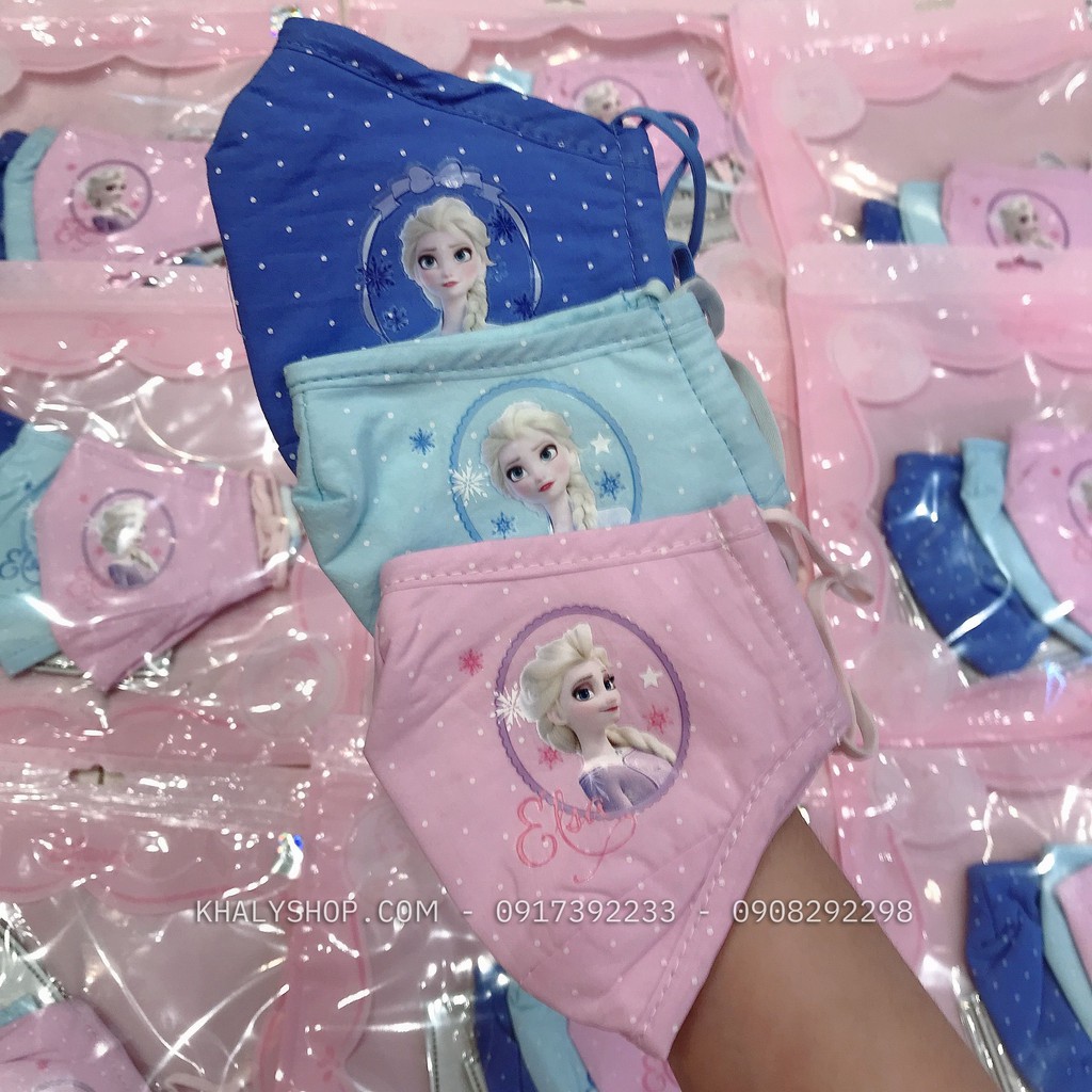 Set 3 khẩu trang vải Disney trẻ em hình công chúa Elsa chấm bi ( Frozen ) 3 màu cho bé gái 3 - 8 tuổi - 57NDWF94771 | BigBuy360 - bigbuy360.vn
