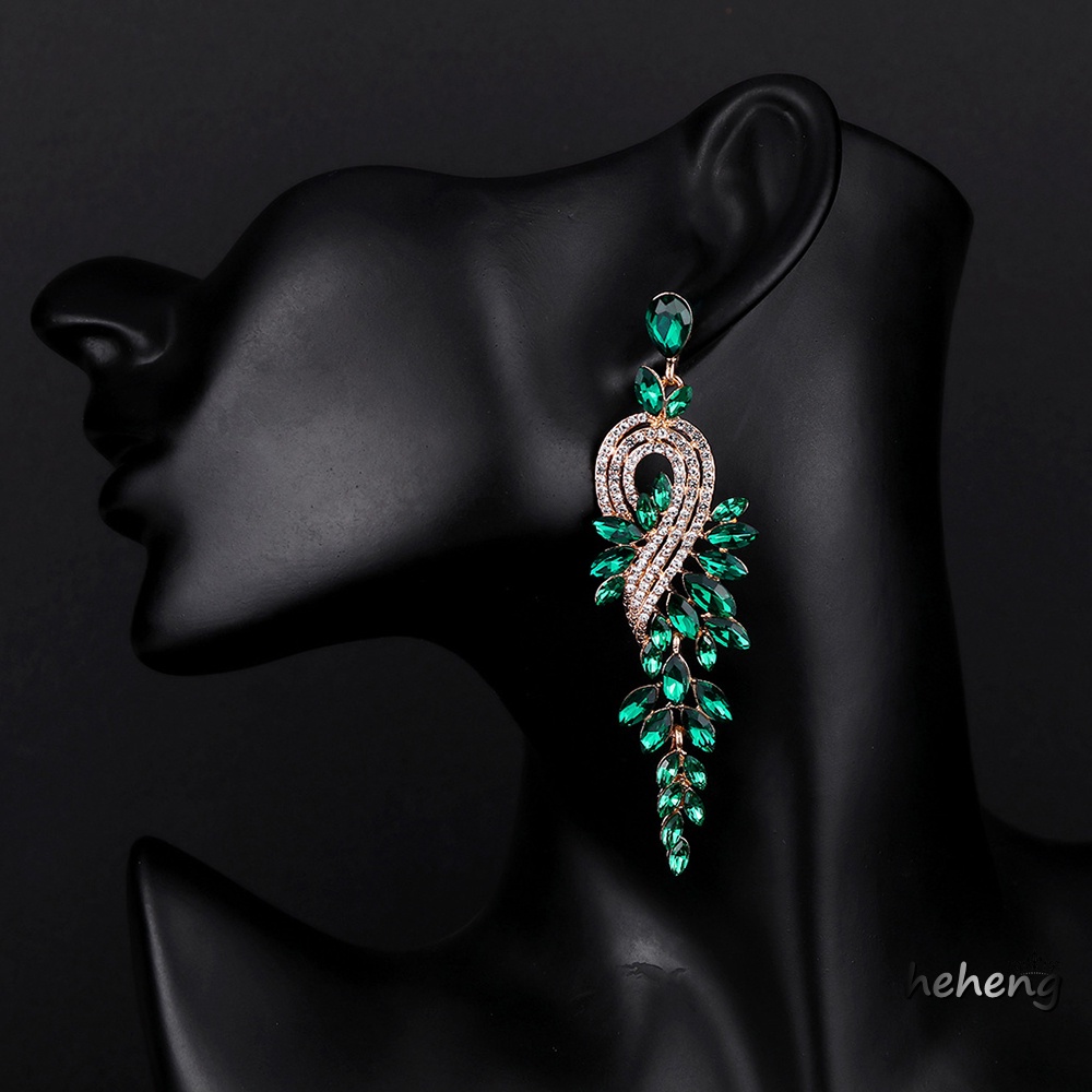 Khuyên Tai Hình Chiếc Lá Đính Đá Sang Trọng Dành Cho Nữ