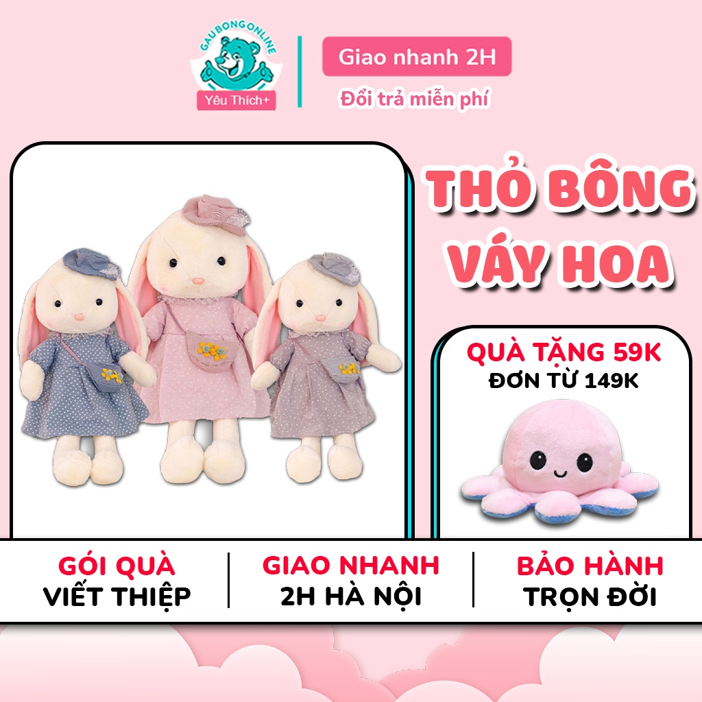 Thỏ Nhồi Bông Váy Mũ Dễ Thương Cho Bé Cao Cấp Gấu Bông Online