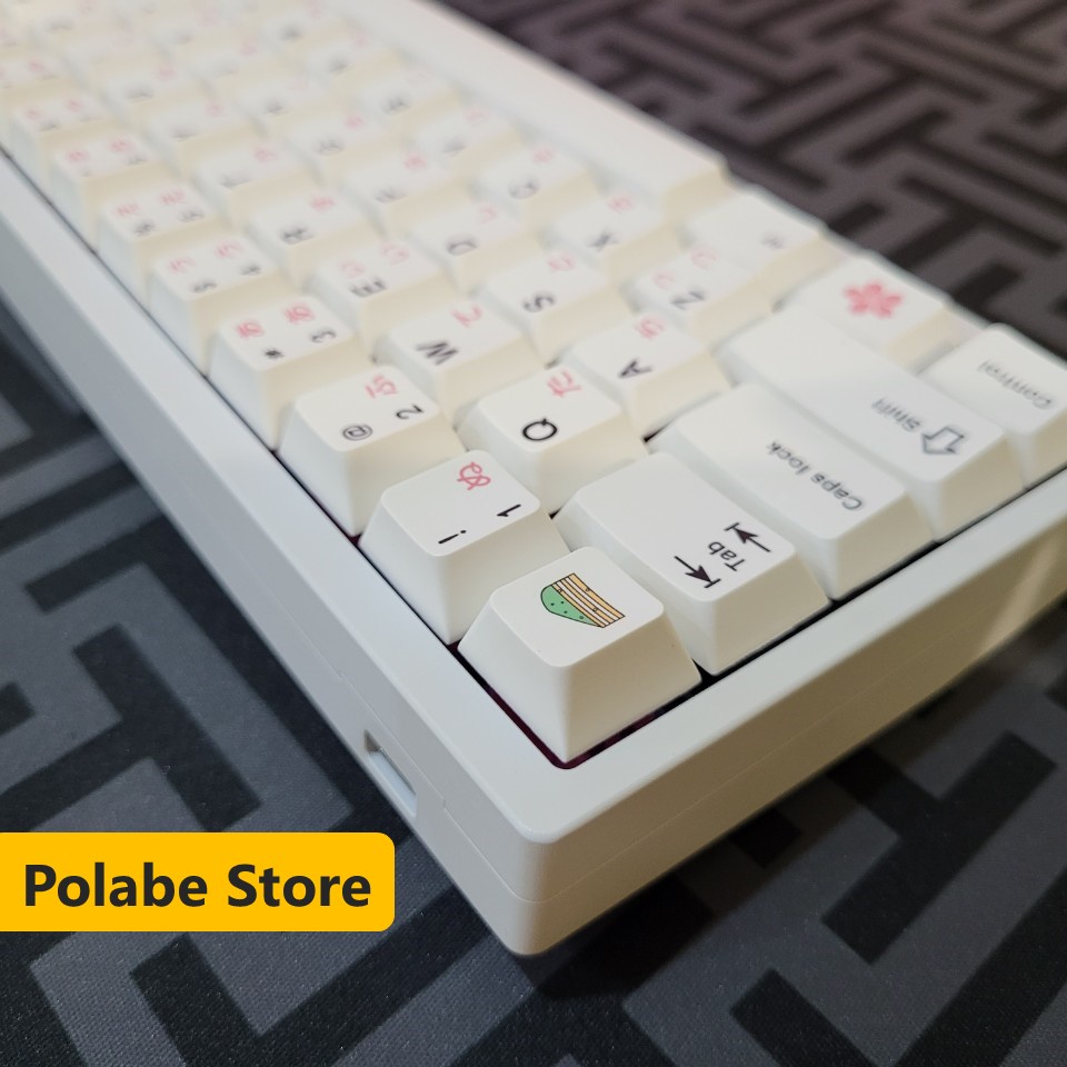 Keycap bàn phím cơ Cherry Blossom, keycap PBT dyesub sắc nét, keycap cherry thick PBT cân nhiều layout - Polabe Store