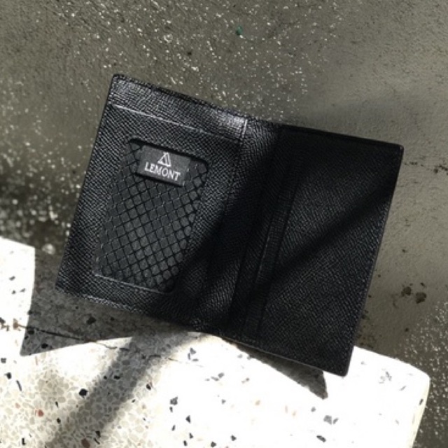 Ví da bò thật đựng thẻ Frame màu Đen nhỏ gọn có ngăn đựng ảnh - Thiết kế chính hãng từ Lemont.