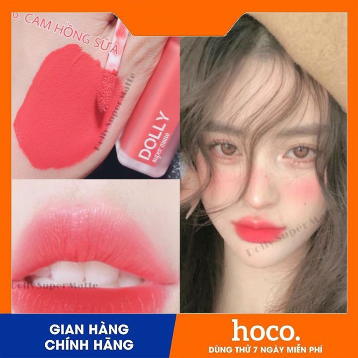 Son Dolly Super Matte mềm môi,ko chì đang hot(màu cam hồng sữa)