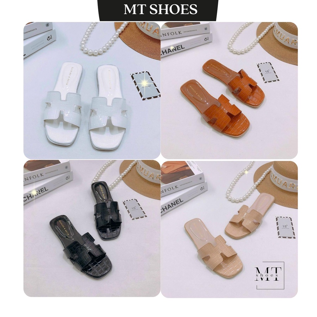 Dép quai ngang nữ chữ H da vân cá sấu mẫu mới siêu Hot chất da siêu xịn nhiều màu sang chảnh