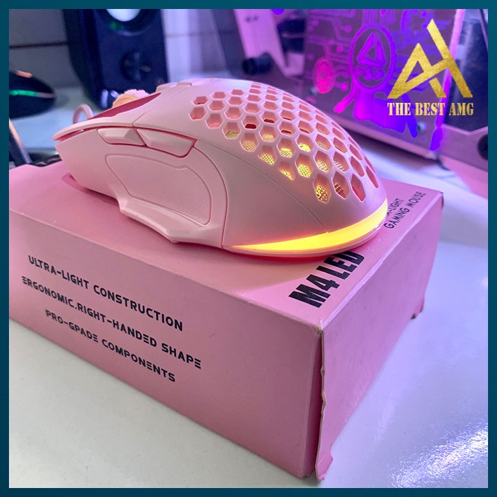 Chuột Máy Tính Có Dây Led Rgb T-WOLF M4 Màu Hồng Siêu Đẹp - Chuột Gaming Vi Tính Laptop Chơi Game