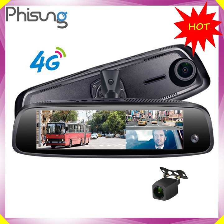 Camera hành trình cao cấp Phisung tích hợp 3 camera, 4G, Android, Wifi - E09-3 - Hàng Nhập Khẩu Chính Hãng