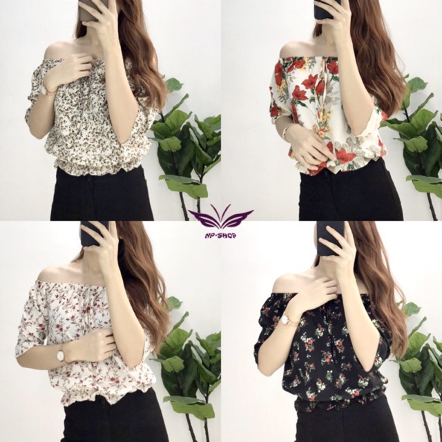 Áo trễ vai hoa nữ tính- kèm video/ ảnh thật | BigBuy360 - bigbuy360.vn