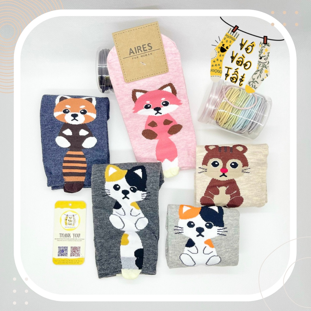 TẤT VỚ NỮ CỔ NGẮN MÈO ĐUÔI DÀI CUTE