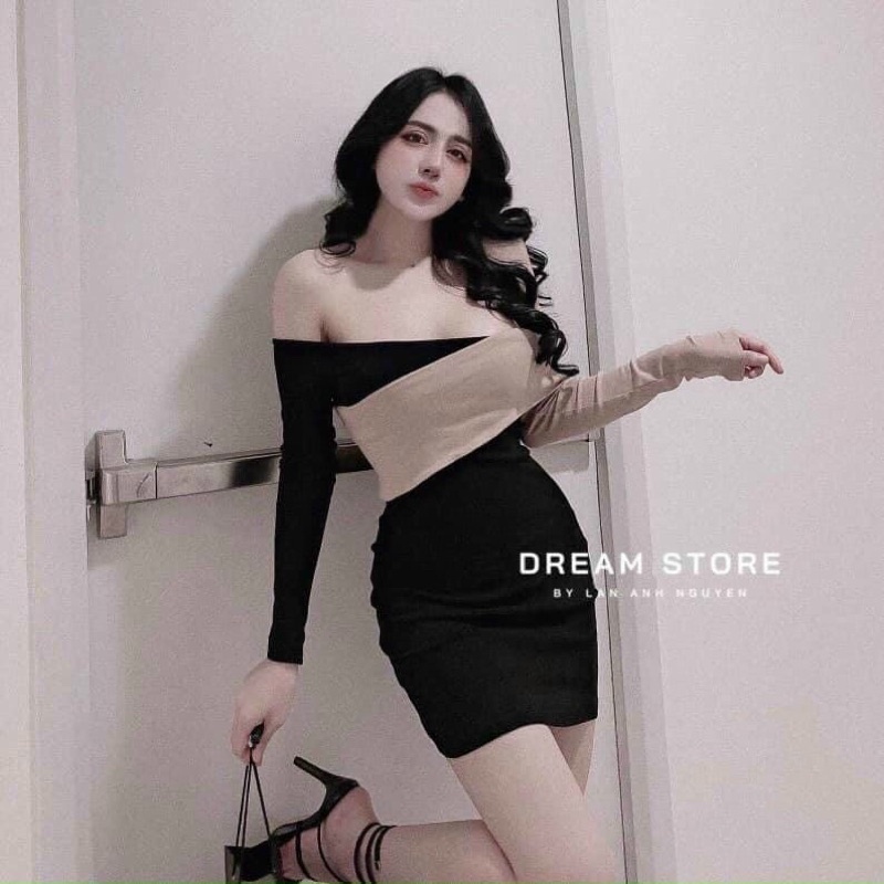 {Freeship} Đầm Thun borip ôm body bệt vai Tay dài | BigBuy360 - bigbuy360.vn