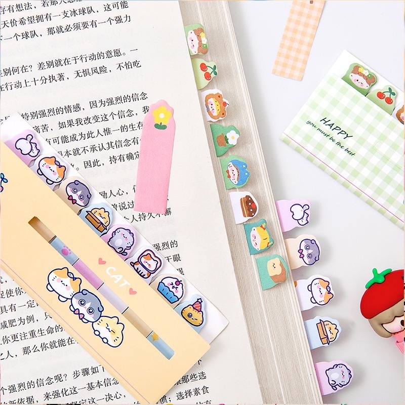 Set 120 Tấm Giấy Ghi Chú Họa Tiết Hoạt Hình Nhiều Màu Dễ Thương