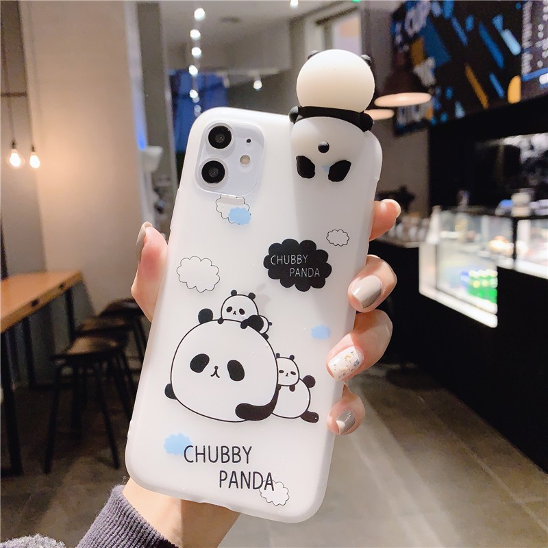 Ốp lưng Redmi Note 8 7 6 6A 5 S2 Plus Pro Xiaomi MI A2 Lite 3D White Transparent Cartoon Pattern Soft Case Cover+Doll