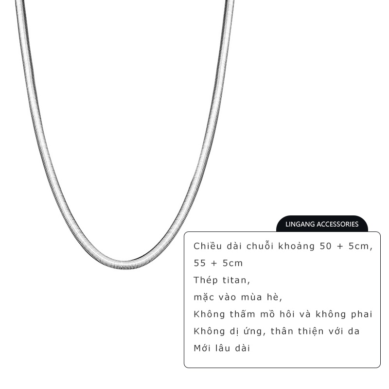 Dây Chuyền Xương Rắn Bằng Thép Titan Cao Cấp Thiết Kế Đơn Giản Phong Cách Hip Hop Đường Phố Cho Nam