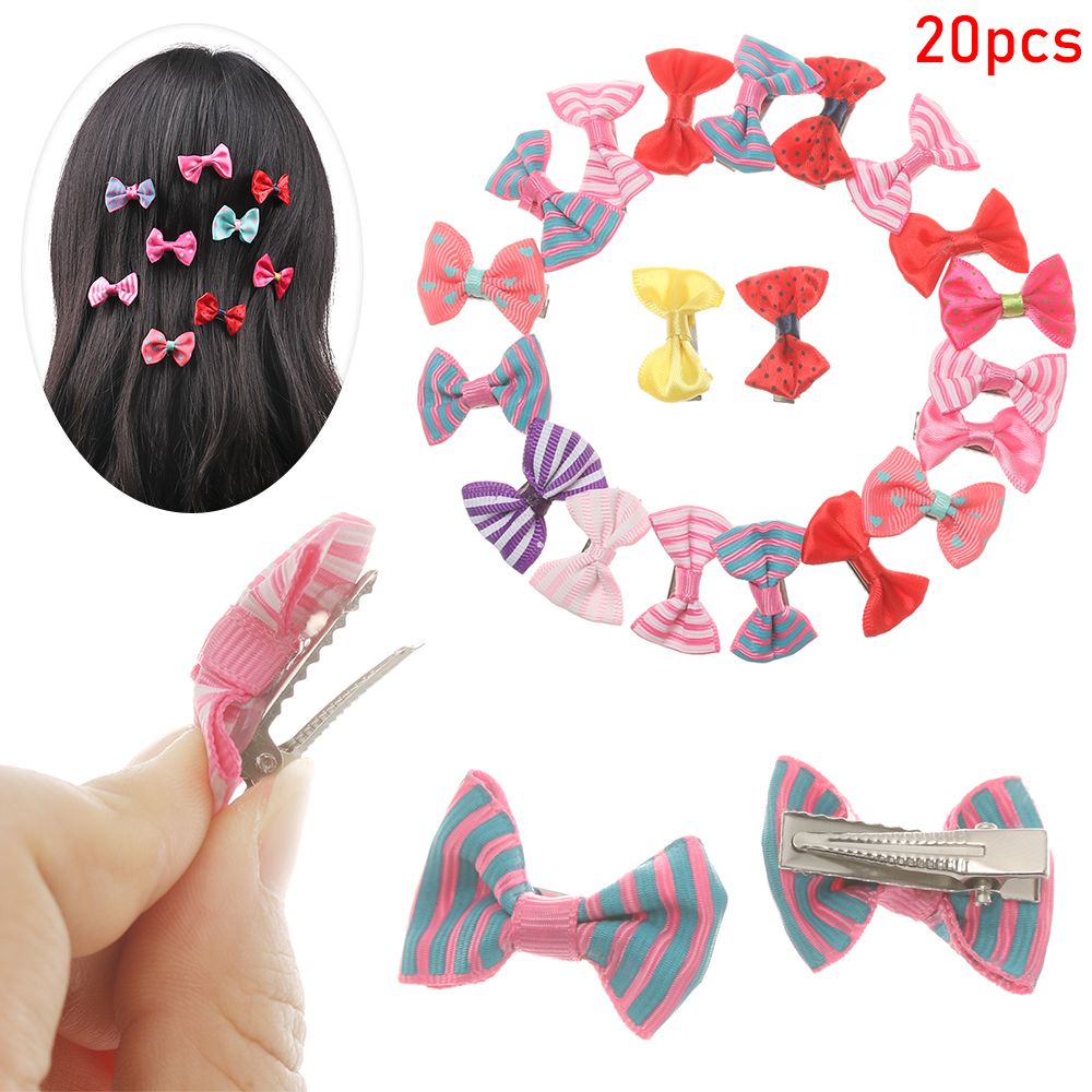 Set 20 Kẹp Tóc Hình Nơ Nhiều Màu Sắc Cho Bé Gái