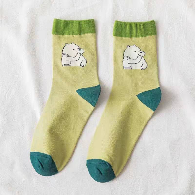 Vớ Tất Nam Nữ Cao Gấu Hoạt Hình Tất Cổ Cao Cotton Hình Cá Tính Phong Cách Đường Phố Hot Trend Vớ Cao Cổ Cặp Đôi Ulzzang