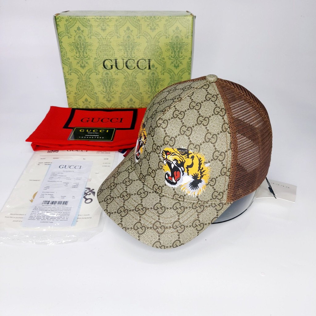 Nón kết gc Mũ lưỡi trai Gc thời trang cao cấp song hổ mỏ ngắn lưới nâu supper like âu 1.1  full box hộp cực đẹp (Nón Thi