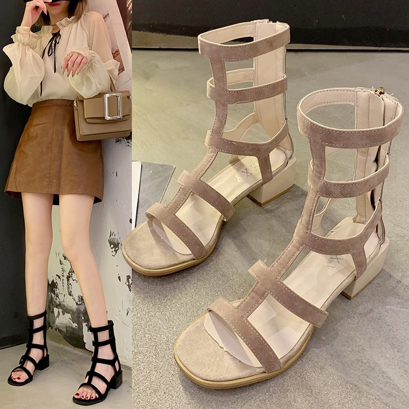 ❤️Meimeitao Factory Giày Sandal Cao Cổ Khoét Lỗ Rỗng Cho Nữ
