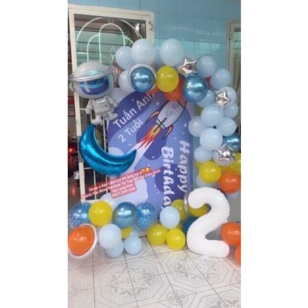 Set Bóng Phi hành gia bé trai Kèm Backrop Thiết kế tên Kiểu HQ