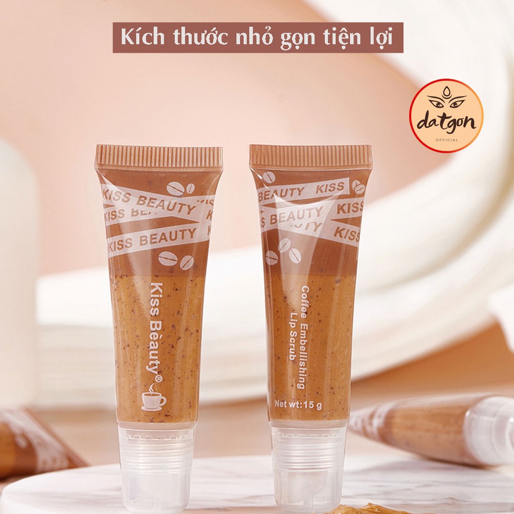 Tuýp tẩy da chết môi Kissbeauty, tẩy tế bào môi chết nội địa dưỡng ẩm màu cà phê tiện lợi