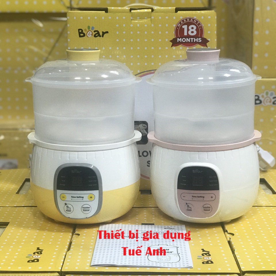 Nồi nấu cháo cho bé BEAR 0.8 lít - Có lồng hấp rau củ quả - [Bản Quốc Tế]