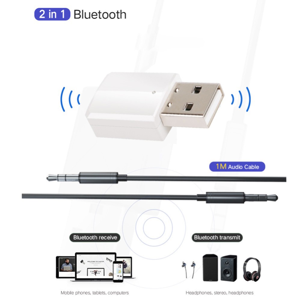 Bộ Thiết Bị Truyền Nhận Âm Thanh Usb 5.0 2 Trong 1 Cho Tv / Pc / Laptop