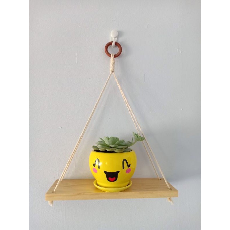 3 kệ trang trí kệ treo tường kệ gỗ thông treo tường 30x10x1,5cm cao cấp kệ treo dây kệ treo dây macrame