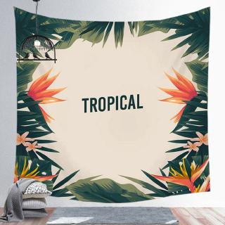 The hanging cloth decorated with tropical trees