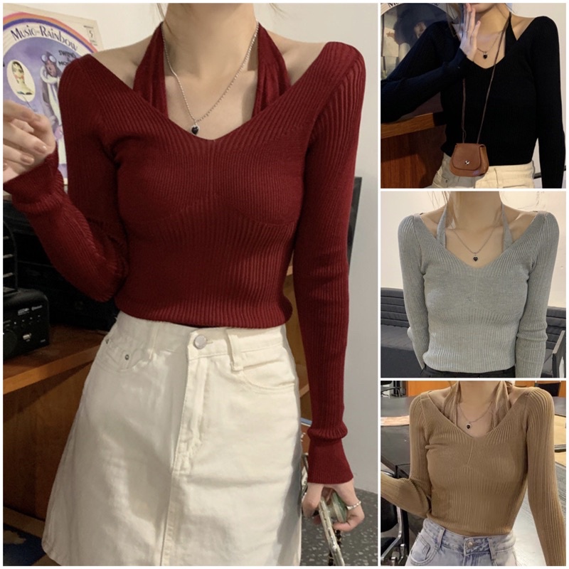 ÁO LEN NỮ CROPTOP HỞ VAI QUYẾN RŨ