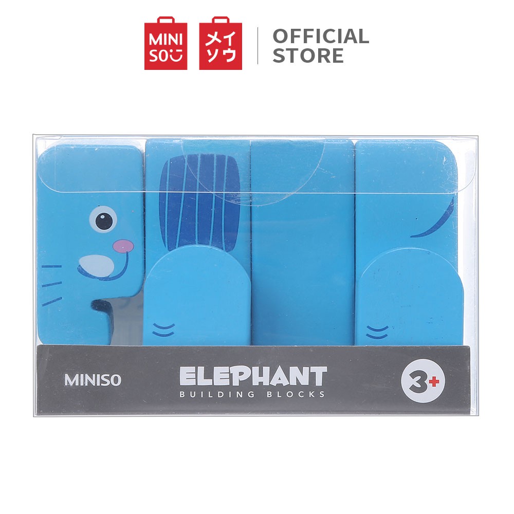 [Mã LIFEHL154 giảm 15% đơn 250K] Đồ chơi xếp hình gỗ Miniso chú voi xanh