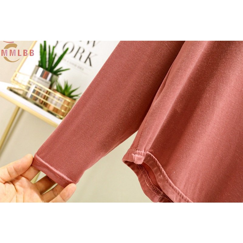 Áo Thun cotton modal Mỏng Tay Dài Cổ Tròn Dáng Rộng Thời Trang Xuân Thu Cho Nữ