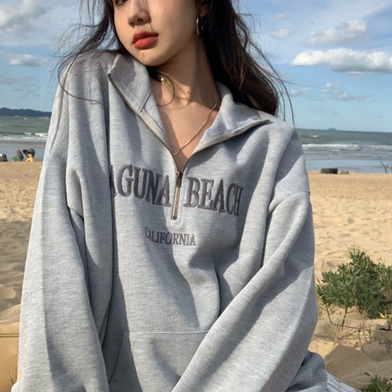 COZOK Áo Sweater Tay Dài Form Rộng Kiểu Dáng Retro Hợp Thời Trang