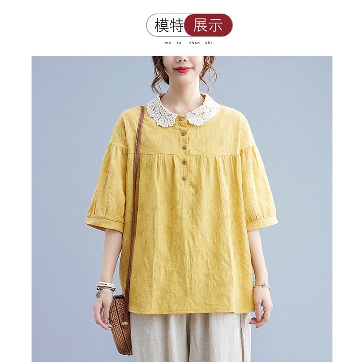 Áo Bầu Đẹp Dáng Rộng,Cổ Sơ Mi Ren, Tay Lỡ- Bo Chun Xinh Xắn Mặc Đi Làm Đi Chơi A111 Lin Store66