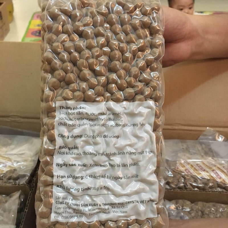 Trân Châu Wings 3kg - Trân Châu Đường Đen Wings Việt Nam Gói 3Kg. Sỉ Nguyên Thùng Có Bán Chiết Lẻ 1Kg