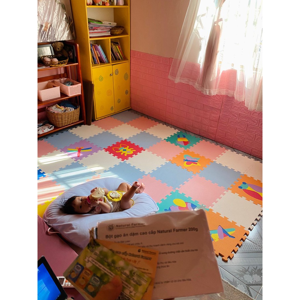 Thảm Xốp Cao Cấp Cho Bé Smile Puzzle - Đơn Màu Pastel - Không Mùi - Tiêu Chuẩn Châu Âu