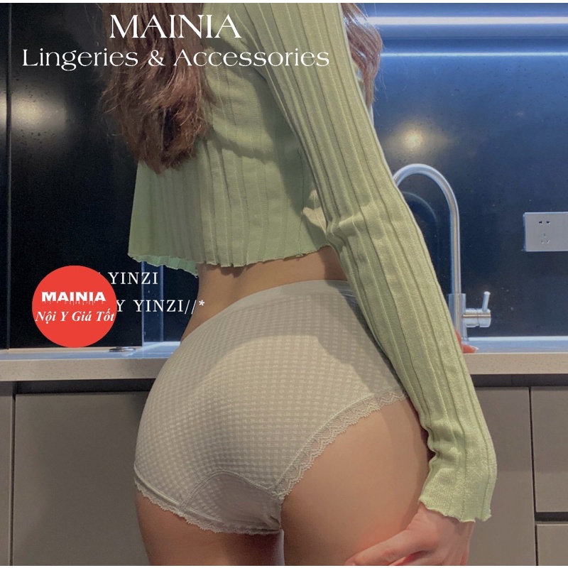 Quần Lót Nữ Cotton Kháng Khuẩn Sọc Kẻ Caro Viền Ren Cao Cấp Mainia Shop