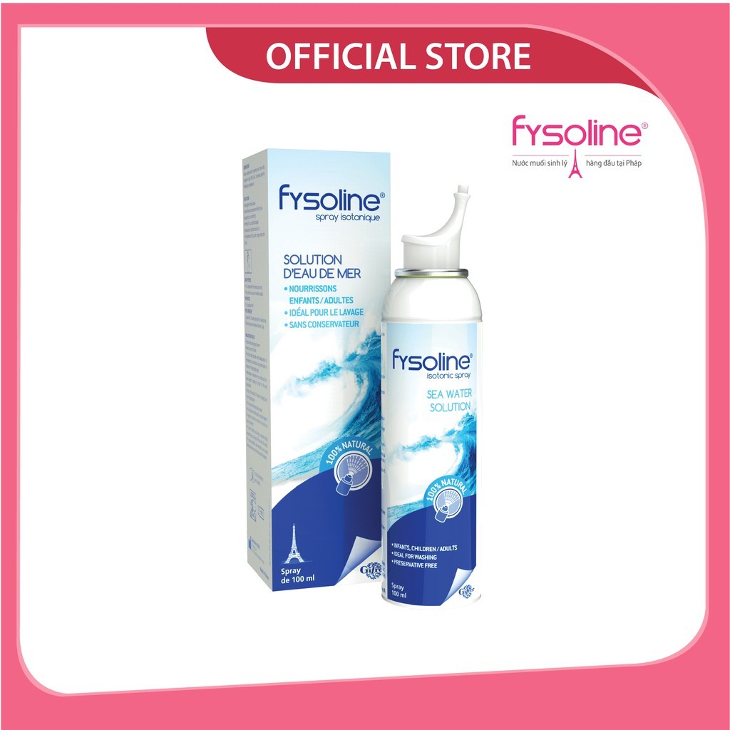 Fysoline - Xịt nước muối biển sâu Fysoline Isotonic spray 100ml cho trẻ - số 1 tại Pháp