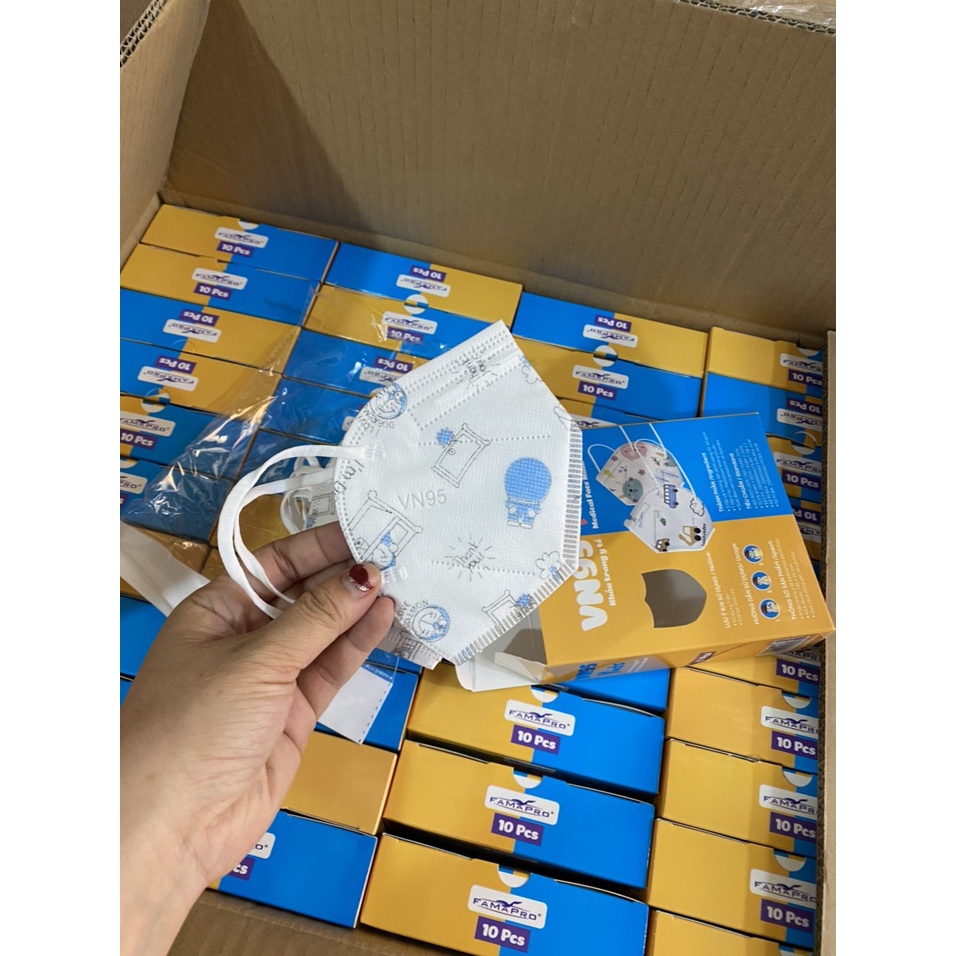 Khẩu trang trẻ em N95 FAMAPRO [Hộp 10 cái] khẩu trang y tế em bé từ 3-10 tuổi