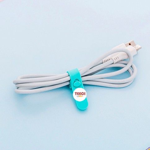 &lt;Ảnh Thật Shop Chụp&gt; Bộ 4 Dây Đai Silicon Cuốn Buộc Giữ Tai Nghe Cáp Sạc Chống Rối Có Nút Đính Chắc Chắn Nhiều Màu D112