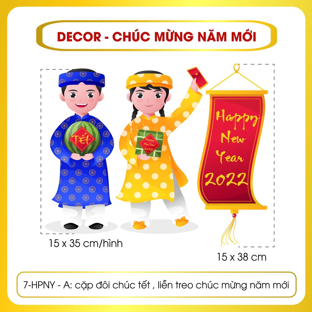 Decal Tết 2022 Mẫu Dán HPNY07 - Decal Dán Cửa Kính Trang Trí Tết