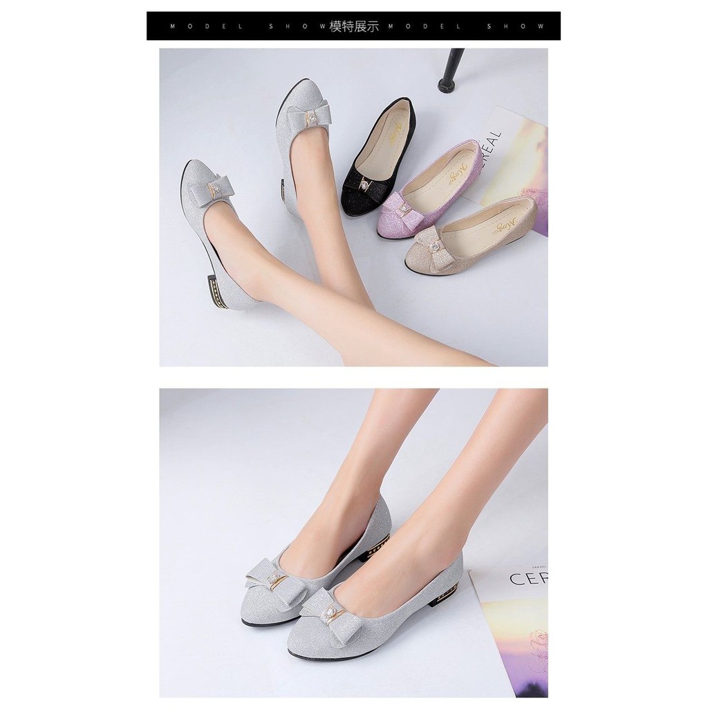 Girls fashion flat shoes Love Bamboo Bird 2019 spring and autumn new Korean version of all-match single shoes female bow peas shoes female flat work shoes