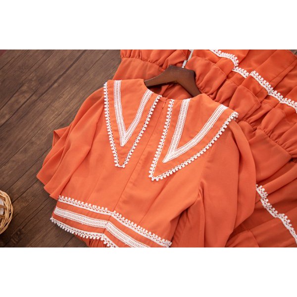 [Mã SKAMSALEP6 giảm 10% tối đa 100K đơn 150K] SÒ VINTAGE - COSY Đầm cổ nhọn tay cánh tiên viền ren | BigBuy360 - bigbuy360.vn