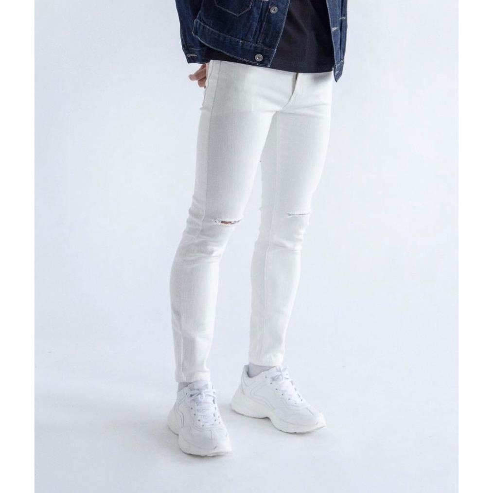 Quần jeans rách gối nam ống slim fit co giãn dày dặn bền đẹp dáng ôm vải (Shop bán tình yêu cuộn vào sản phẩm) -b11