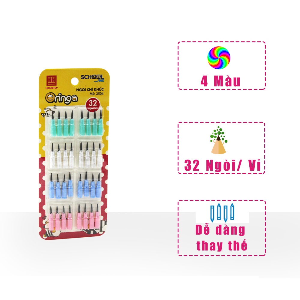 Ruột Bút Chì Khúc HB Nhiều Màu Hồng Hà  | Ngòi Bút Chì Đốt Thay Thế Siêu Tiết Kiệm - 3504