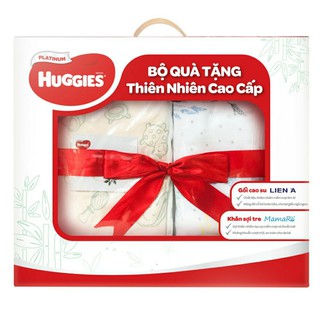 Bộ quà tặng thiên nhiên Huggies cao cấp gối cao su và khăn sợi tre