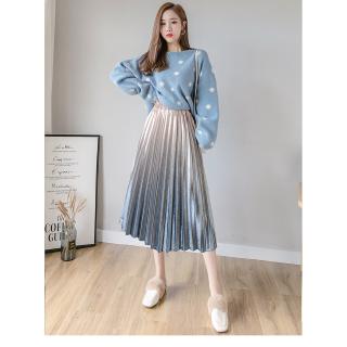 Chân váy xếp li phối màu thanh lịch