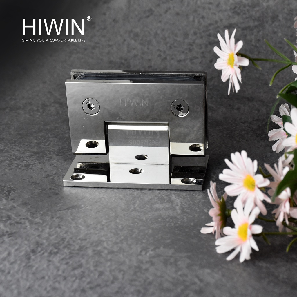 Bản lề cabin tắm 90 độ kính tường đế lệch inox 304 mặt gương Hiwin HG-008